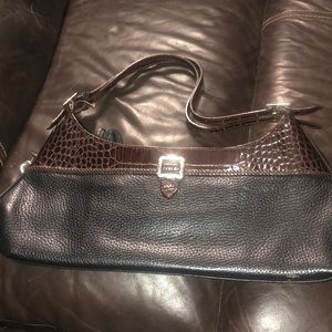 Brighton shoulder bag- pebbled brown & black